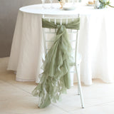 Dusty Sage Green Chiffon Hoods With Ruffles Willow Chair Sashes